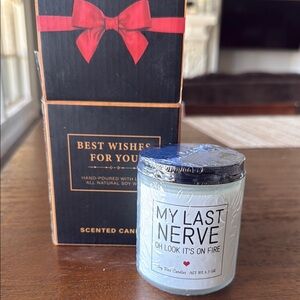 NWT Funny “My Last Nerve” Lavender Scented Candle with Gift Box